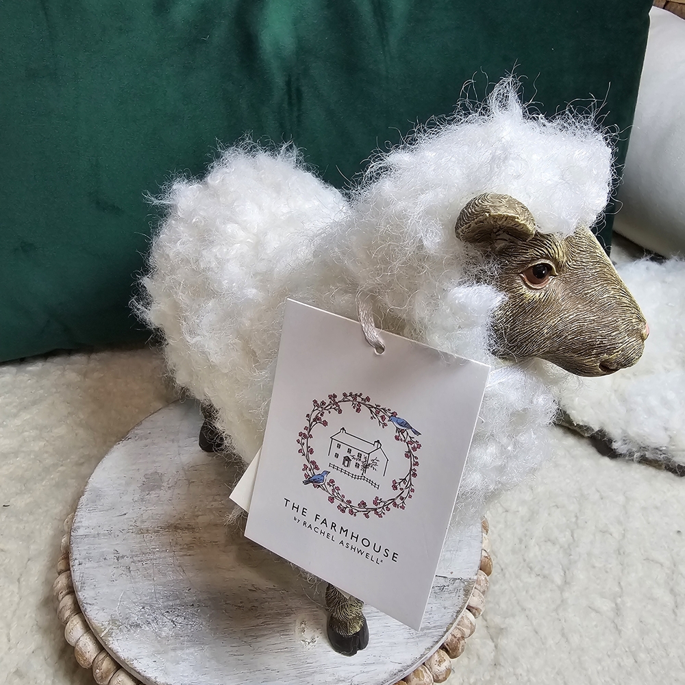 Charming White Sheep Figurine Farmhouse By Rachel Ashwell - Picture 3 of 3